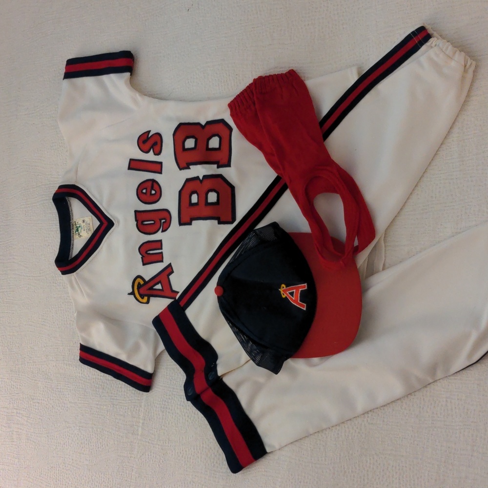 Angels BB uniform - Sz M, jersey, crop pants, socks, cap